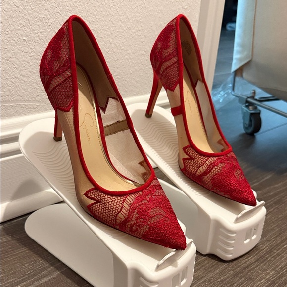 Jessica Simpson Red Lace Heels - Picture 2 of 4